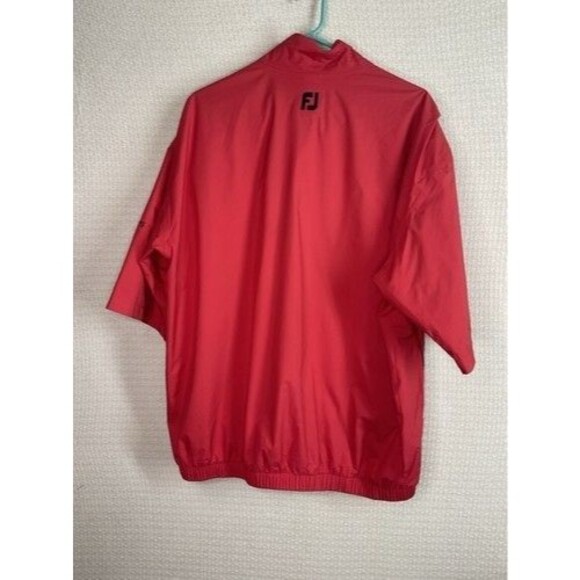 FootJoy DryJoys Red Short Sleeve 1/2 Zip Rain Windbreaker Jacket Men Size Large - Picture 9 of 11